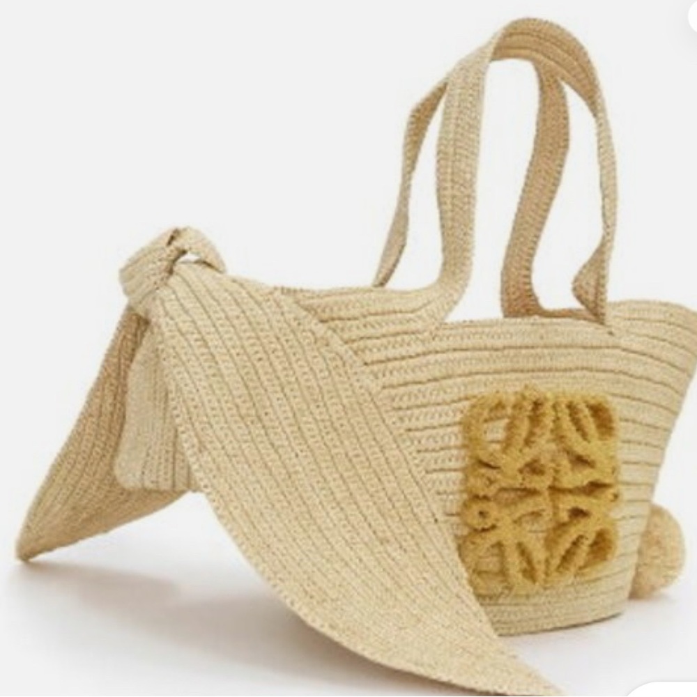 Beige Woven Tote Bag